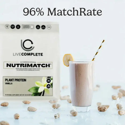 LiveComplete NutriMatch™ Plant Protein | CASE PACK 8 units | Vanilla | 20 Servings | 20g Clean Plant Protein Powder with 96% Match Rate