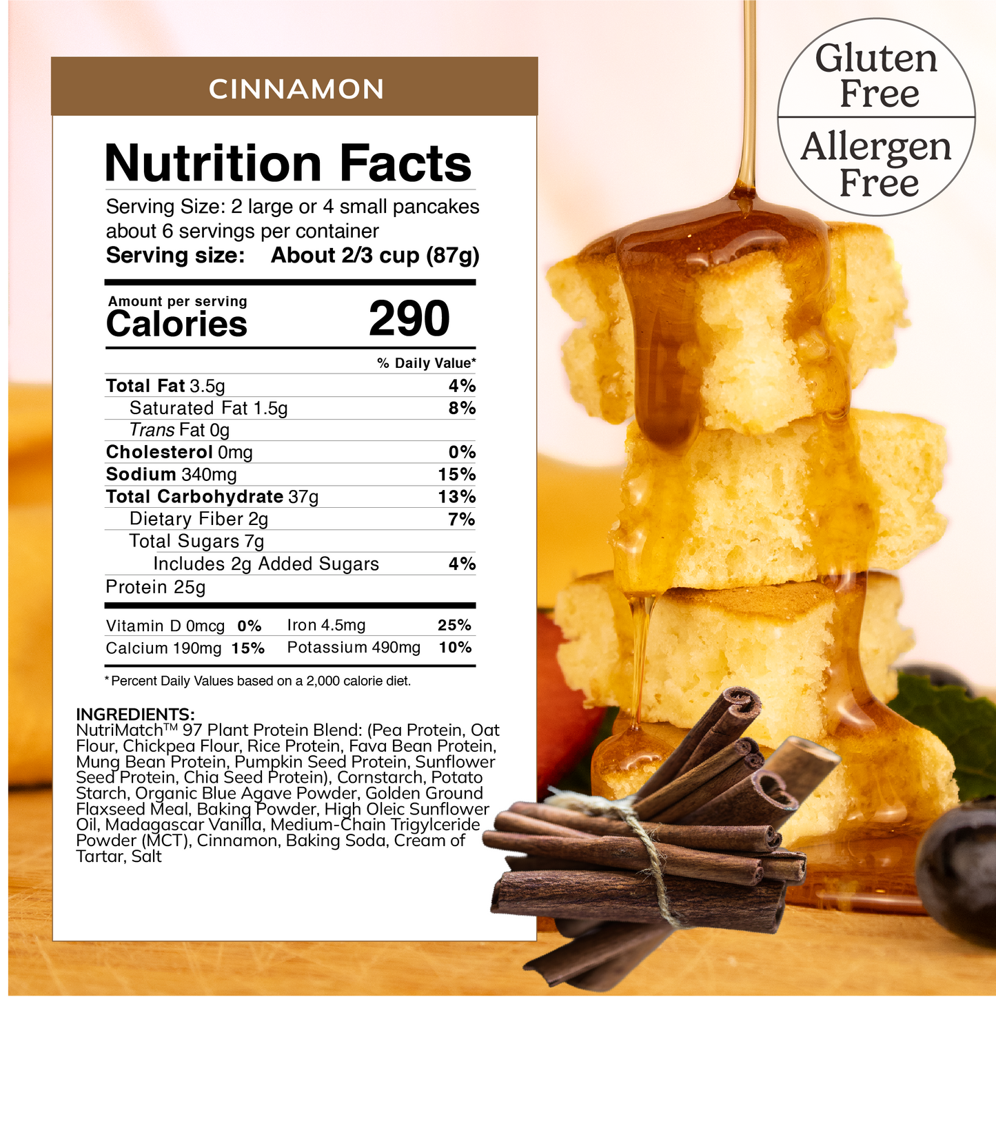 LiveComplete Pancake & Waffle Mix - Gluten & Allergen Free Blend - Cinnamon