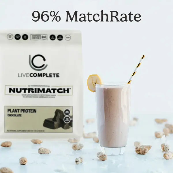 LiveComplete NutriMatch™ Plant Protein – Chocolate | Clean Vegan Protein Powder with 96% Match Rate