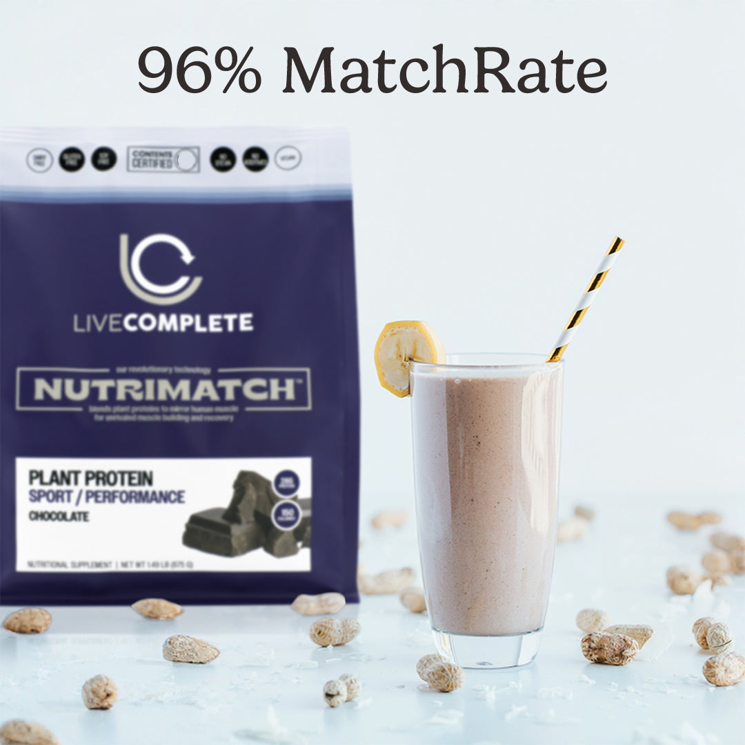 LiveComplete NutriMatch Plant Protein - Sport/Performance | Chocolate | 28g Clean Plant Protein with 96% Match Rate