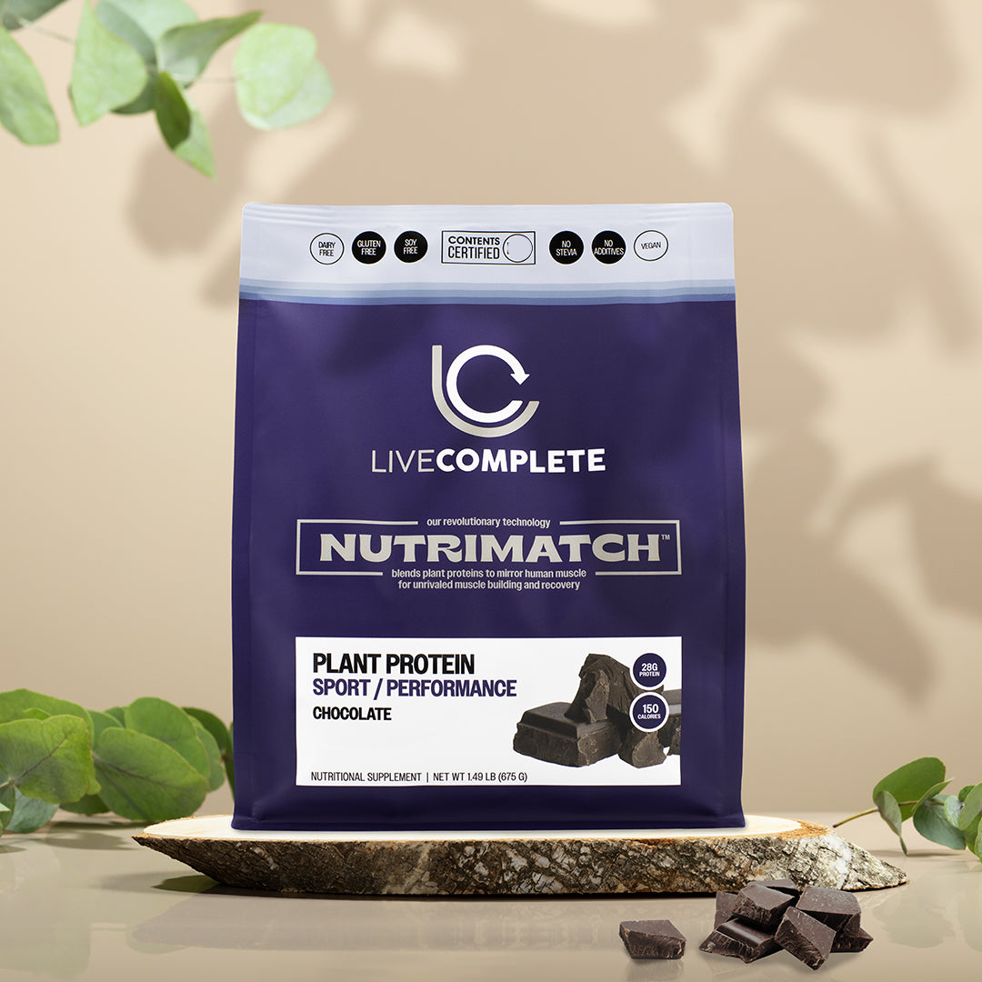 LiveComplete NutriMatch Plant Protein - Sport/Performance | Chocolate | 28g Clean Plant Protein with 96% Match Rate