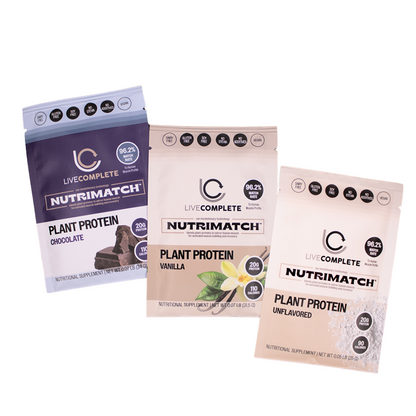 LiveComplete NutriMatch™ Plant Protein 3 Single Servings | Clean Vegan Protein Powder with 96% Match Rate