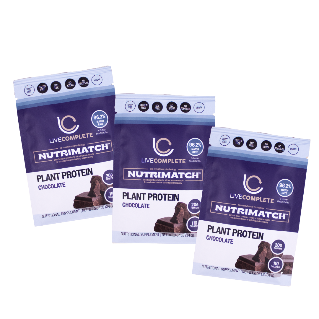 LiveComplete NutriMatch™ Plant Protein 3 Single Servings | Clean Vegan Protein Powder with 96% Match Rate