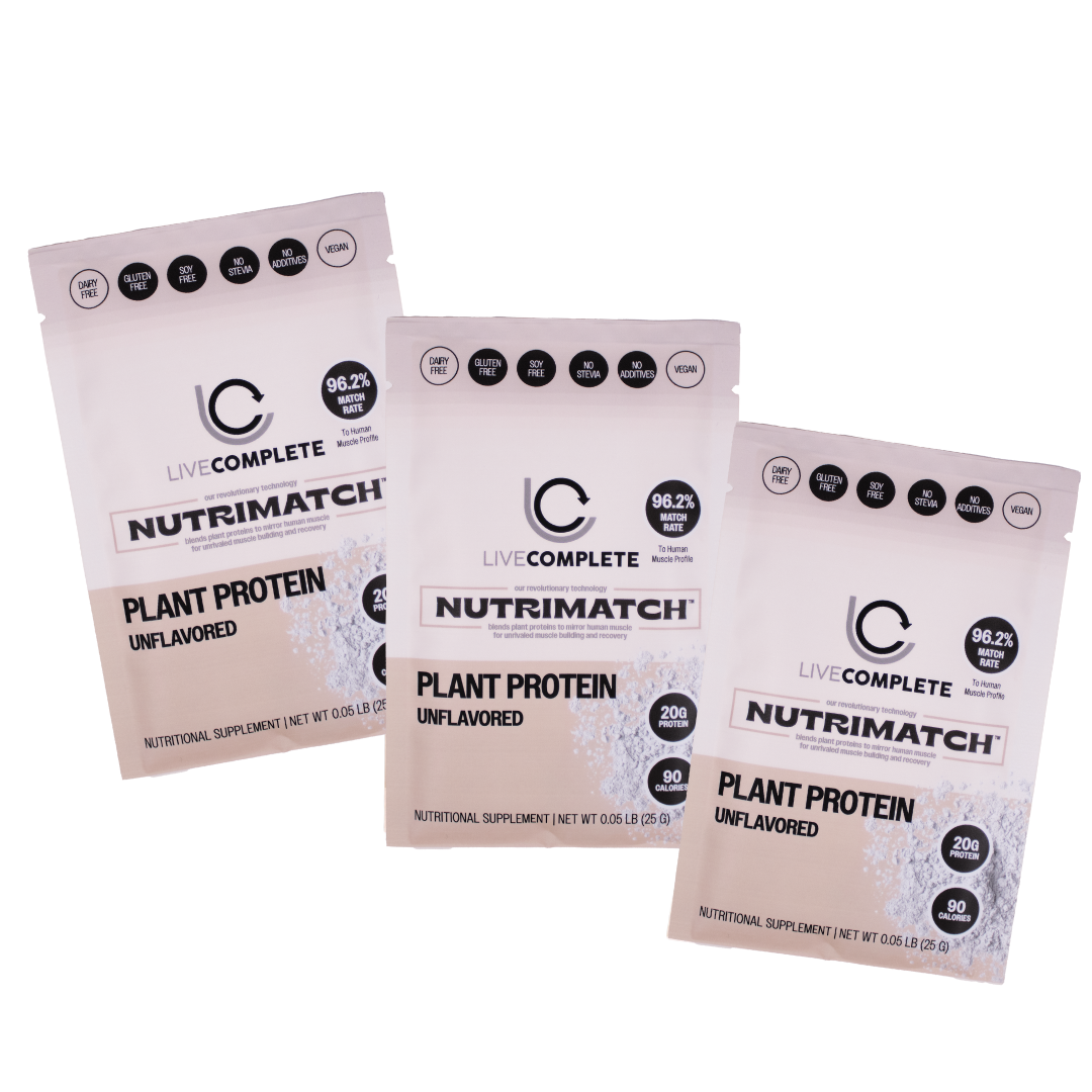 LiveComplete NutriMatch™ Plant Protein 3 Single Servings | Clean Vegan Protein Powder with 96% Match Rate