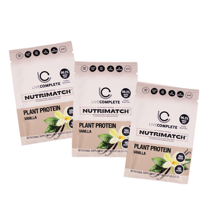 LiveComplete NutriMatch™ Plant Protein 3 Single Servings | Clean Vegan Protein Powder with 96% Match Rate
