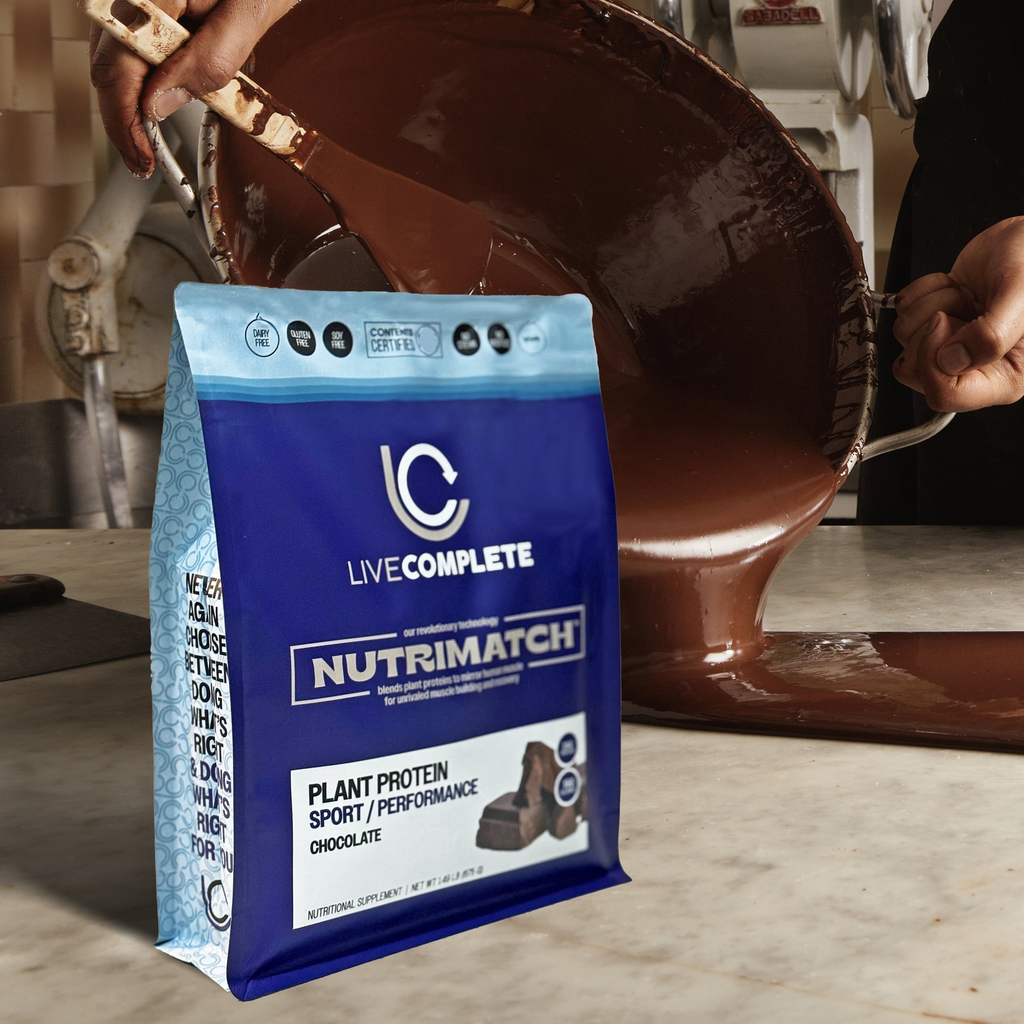 LiveComplete NutriMatch Plant Protein - Sport/Performance | Chocolate | 28g Clean Plant Protein with 96% Match Rate