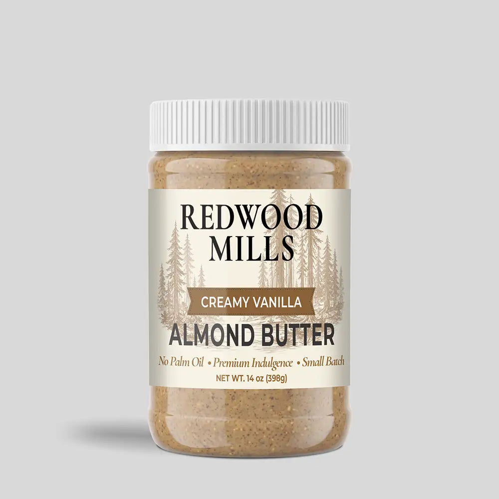 Redwood Mills Creamy Vanilla Almond Butter jar